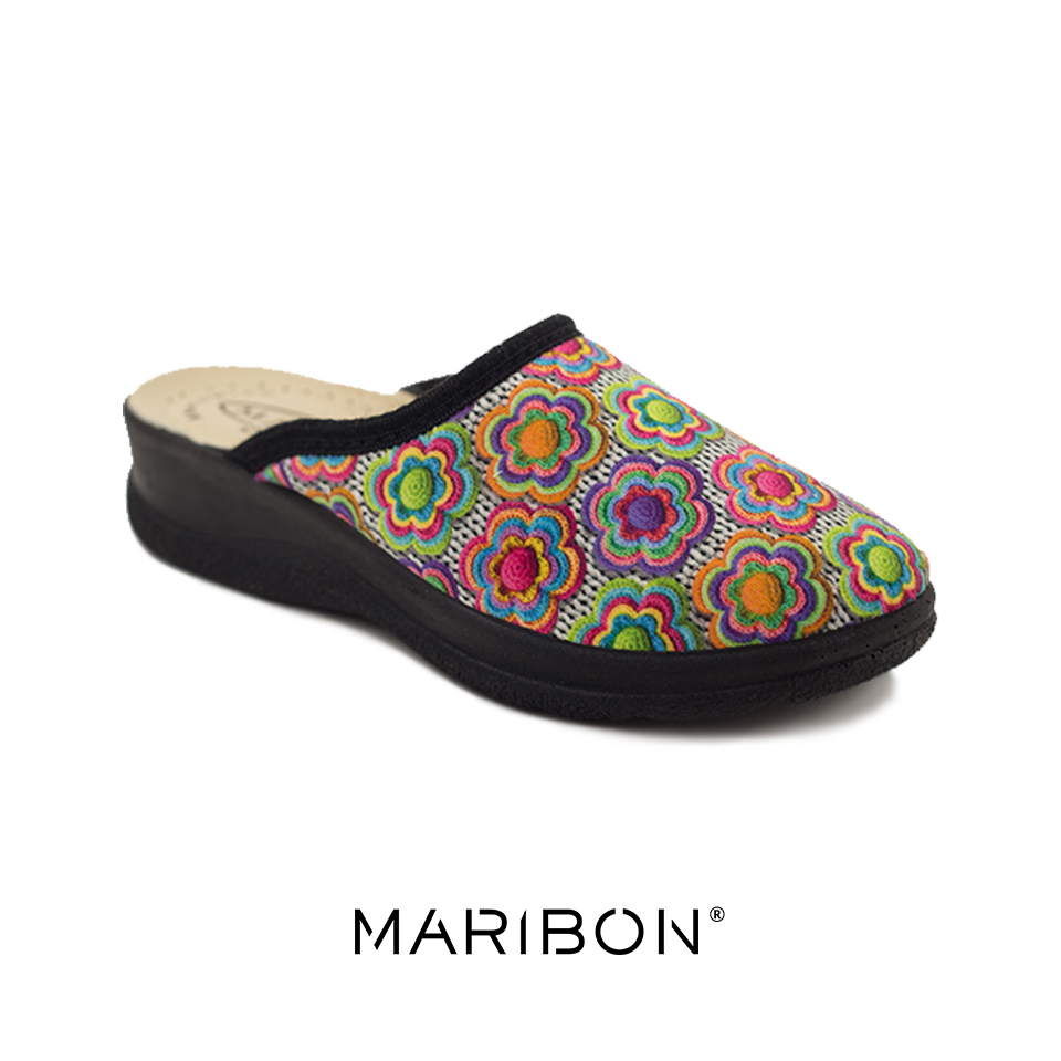 Papuci de Casa Maribon cu interior din Piele Fiori Max Multicolor cu talpa ULTRA SOFT (1)