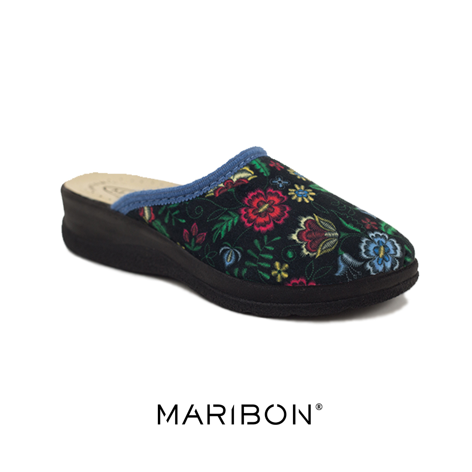 Papuci de Casa Maribon cu interior din Piele Mix Flower Multicolor cu talpa ULTRA SOFT (1)