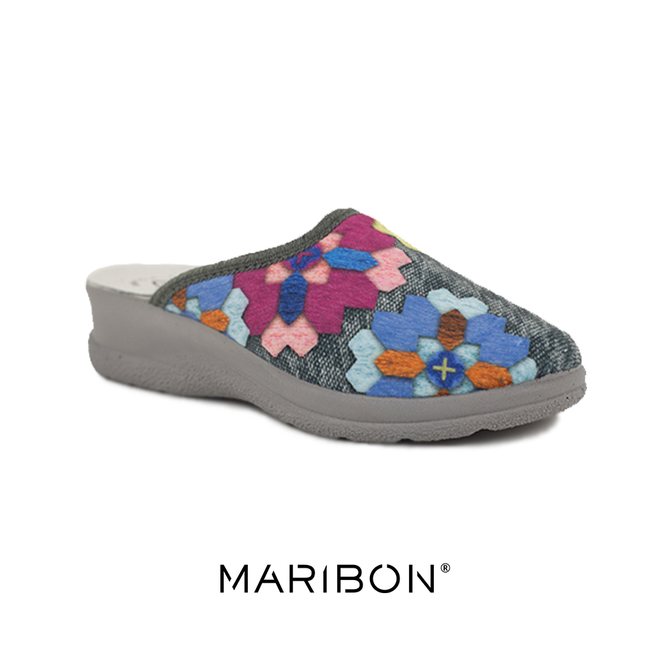 Papuci de Casa Maribon cu interior din Piele Mix Lana Multicolor cu talpa ULTRA SOFT (1)