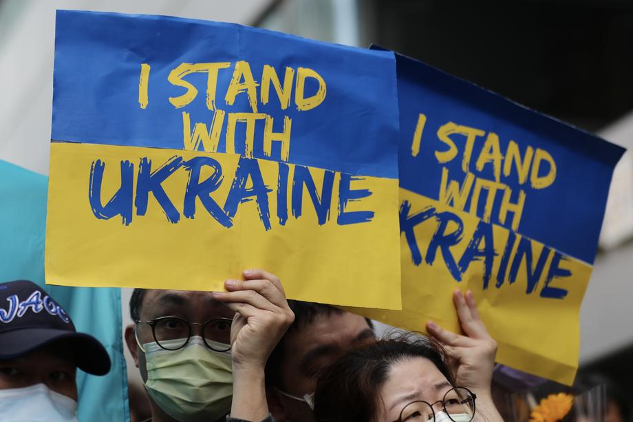 Protest against Russia's invasion to Ukraine in Taipei