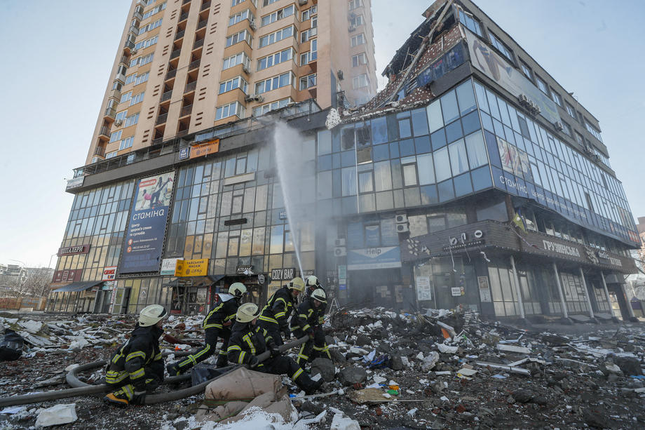 A building damaged by shelling in Kiev