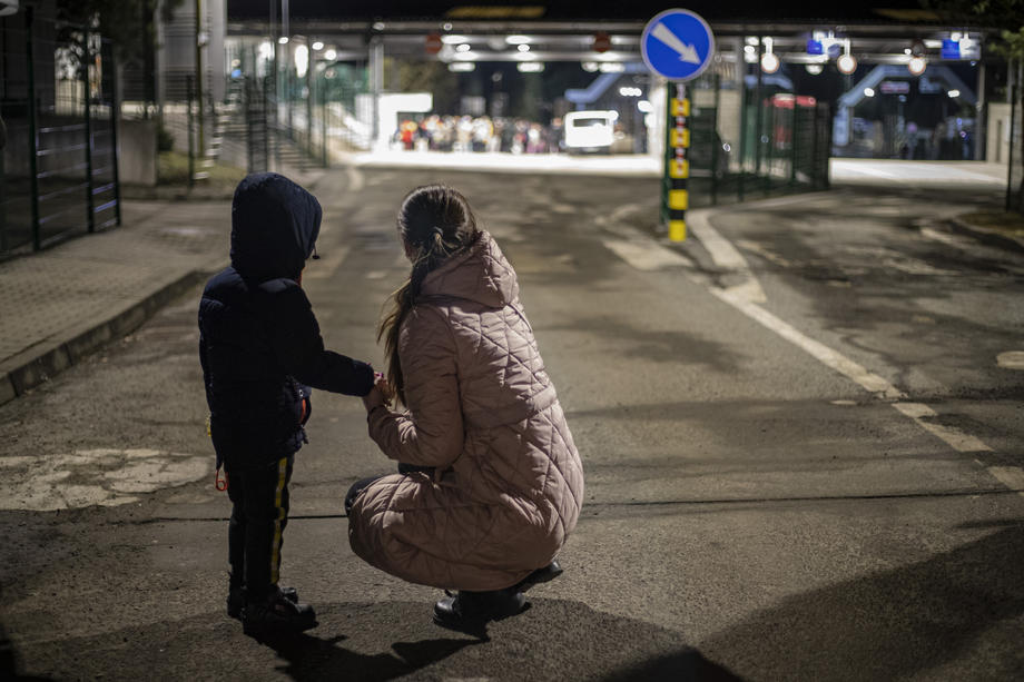 Fleeing Ukrainians enter Slovakia through Ubla border crossing