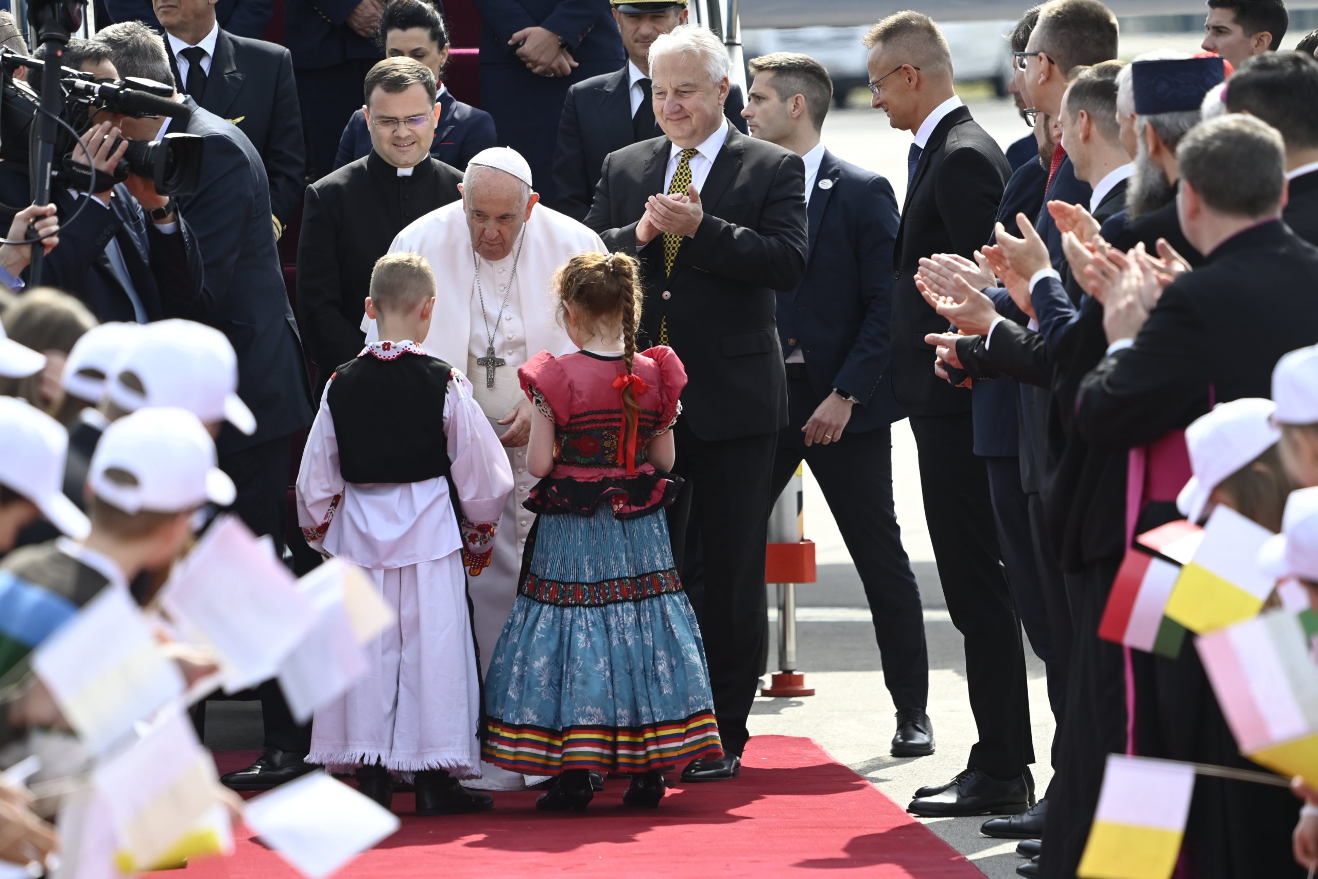 Pope Francis arrives for his three-day Apostolic visit to Hungary
