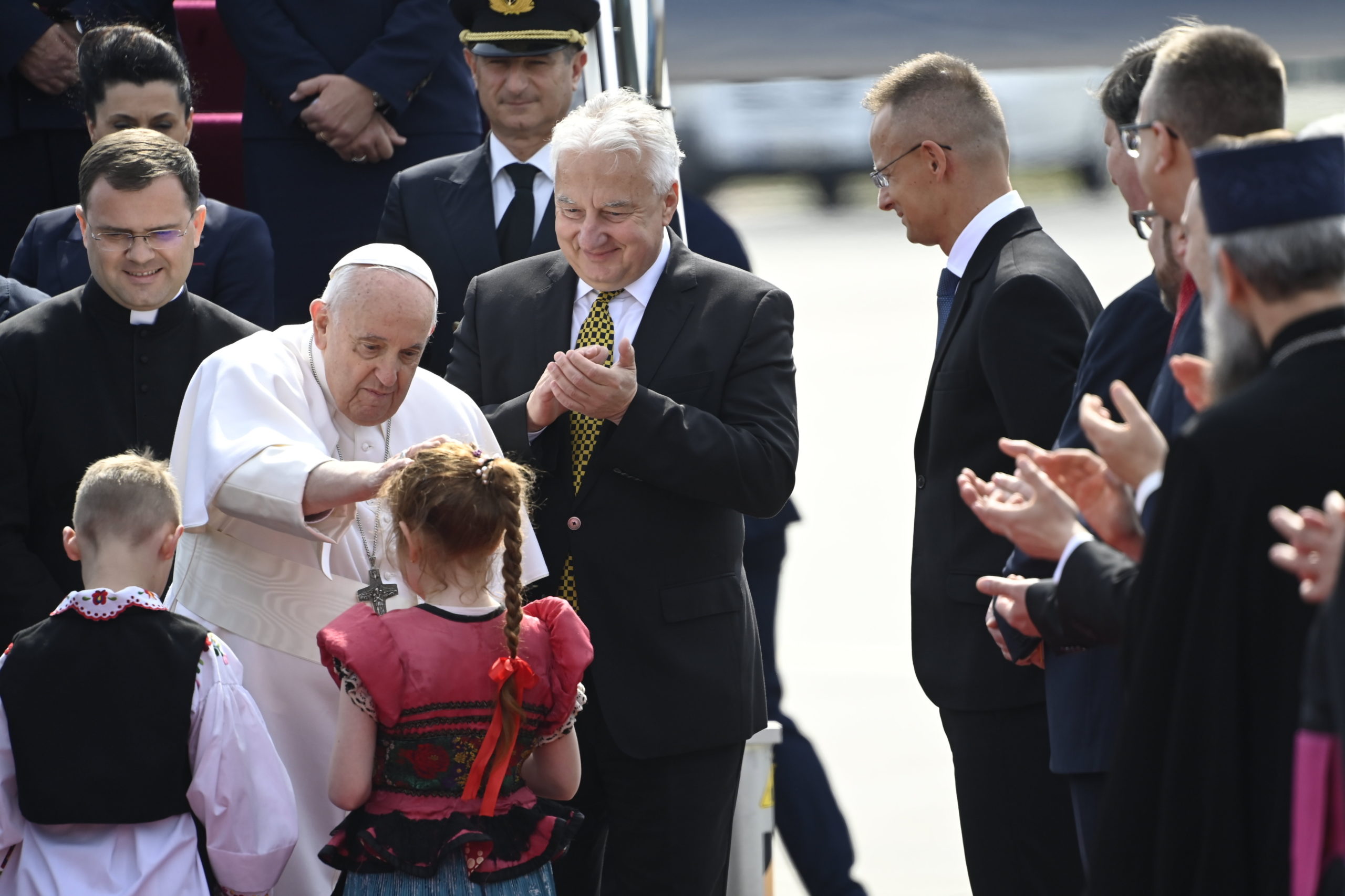 Pope Francis arrives for his three-day Apostolic visit to Hungary