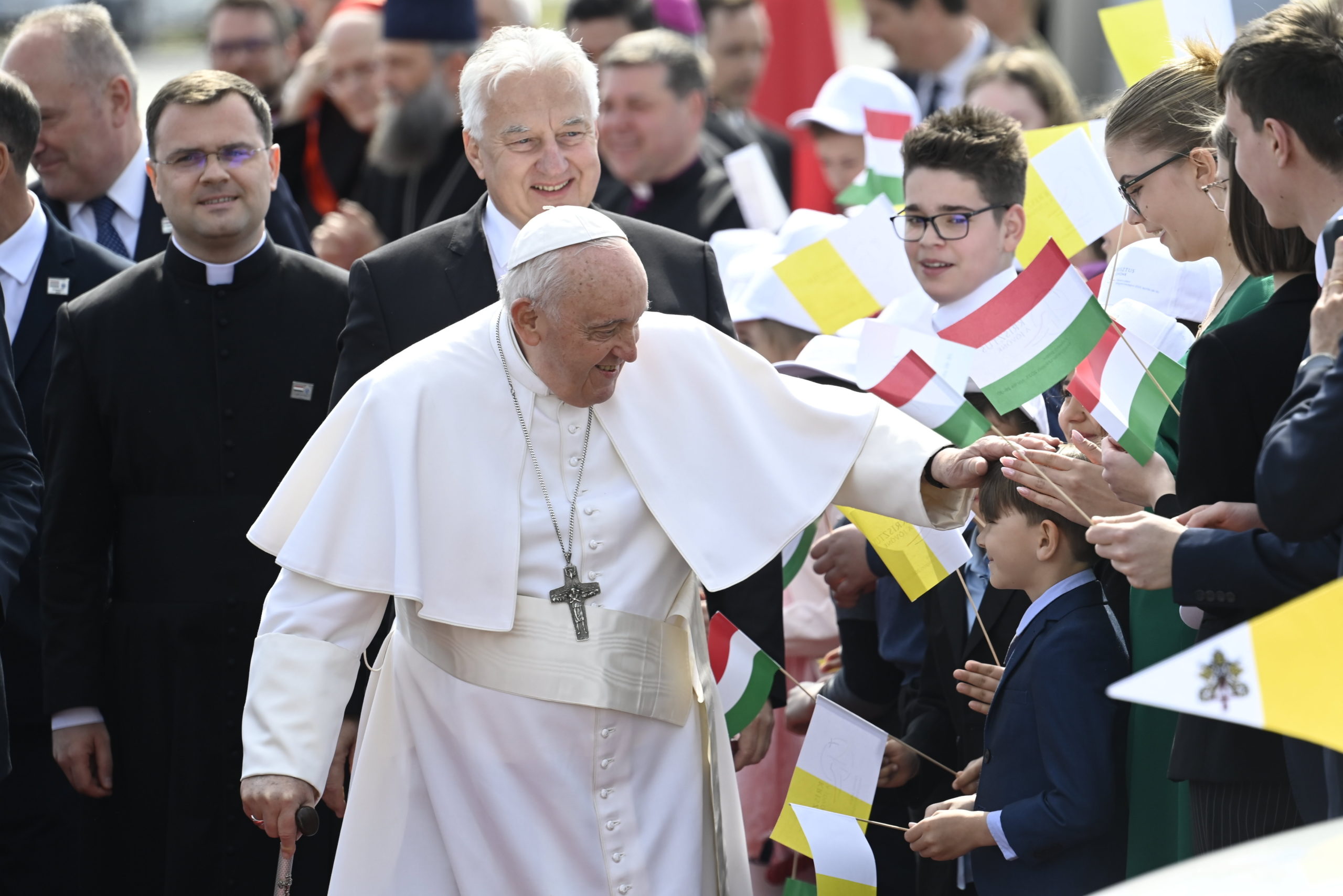 Pope Francis arrives for his three-day Apostolic visit to Hungary