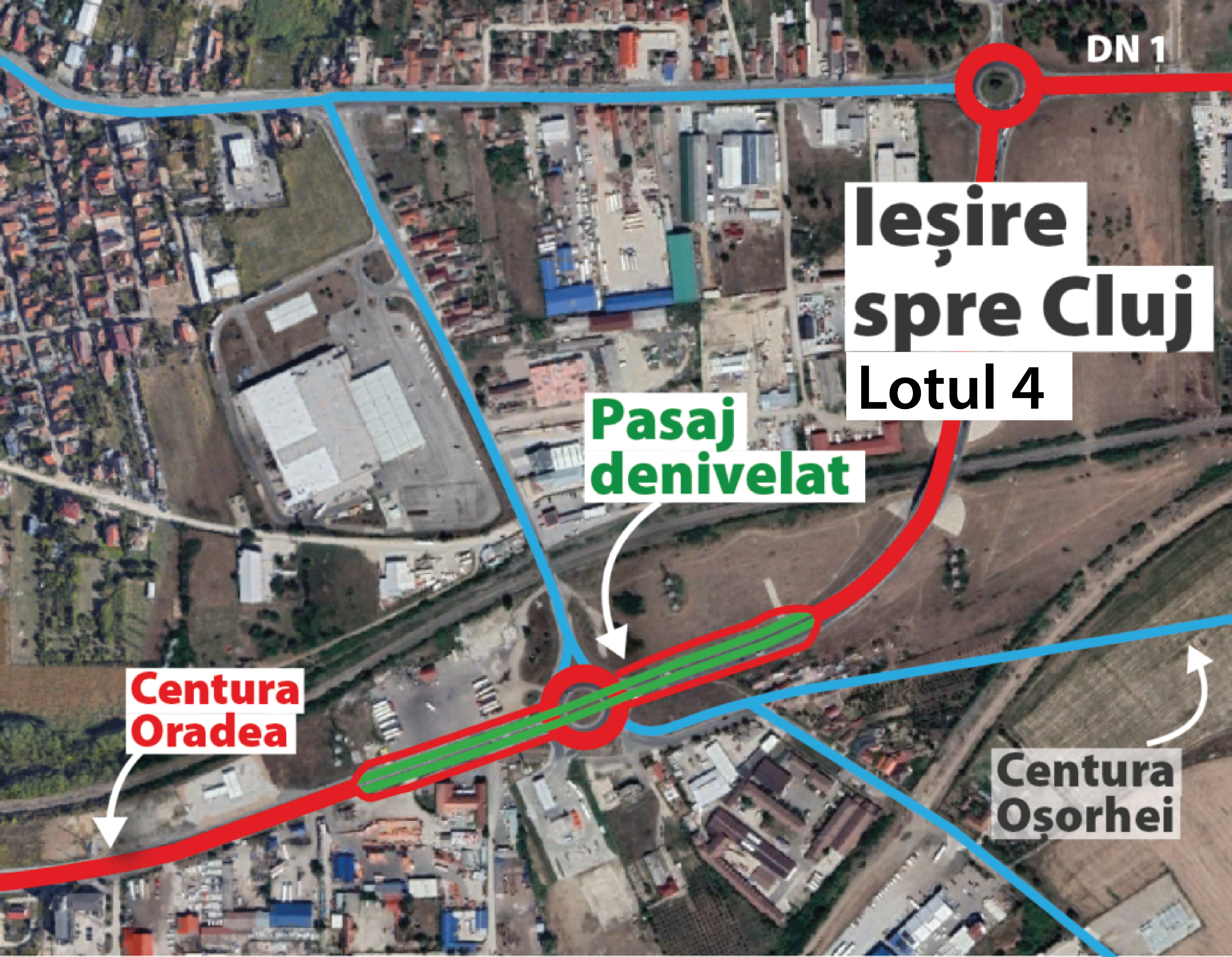 Pasaj rutier spre Cluj, intersectie cu centura Osorhei