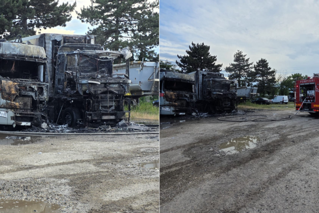 Incendiu violent la un camion și un cap de tractor pe strada Thurzó ...